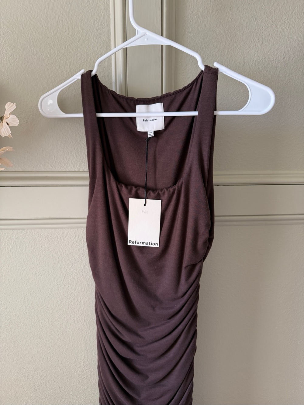 Reformation Brown Sleeveless Square-Neck Midi Dress - Picture 4 of 6
